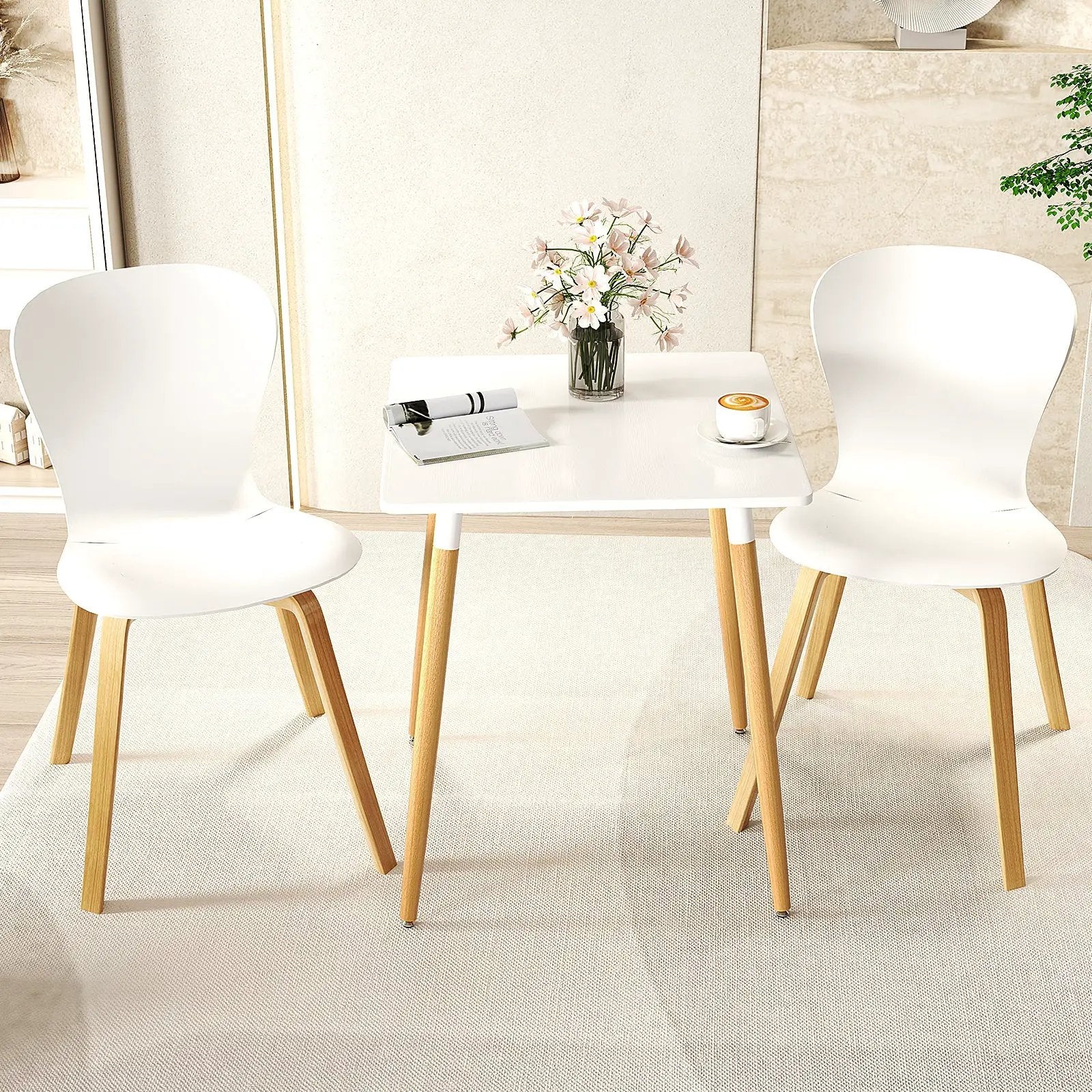 Square Dining Table with Adjustable Foot Pads for Dining Room Kitchen-White by DirectDeals