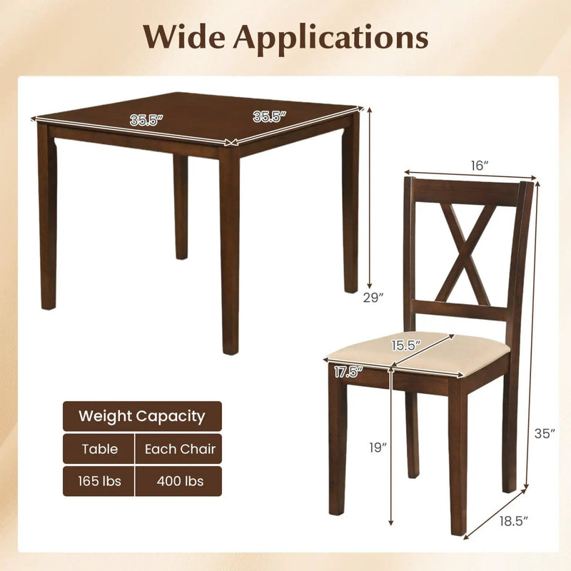 Square Kitchen Table and 4 Armless Chairs Set for 4 by DirectDeals