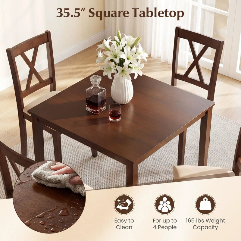 Square Kitchen Table and 4 Armless Chairs Set for 4 by DirectDeals