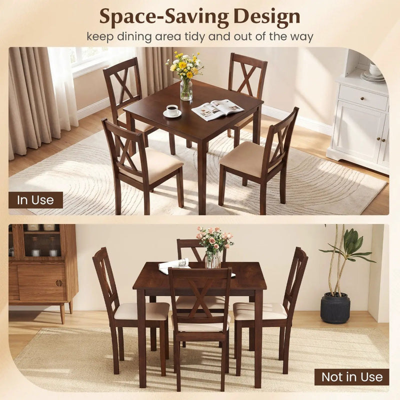 Square Kitchen Table and 4 Armless Chairs Set for 4 by DirectDeals
