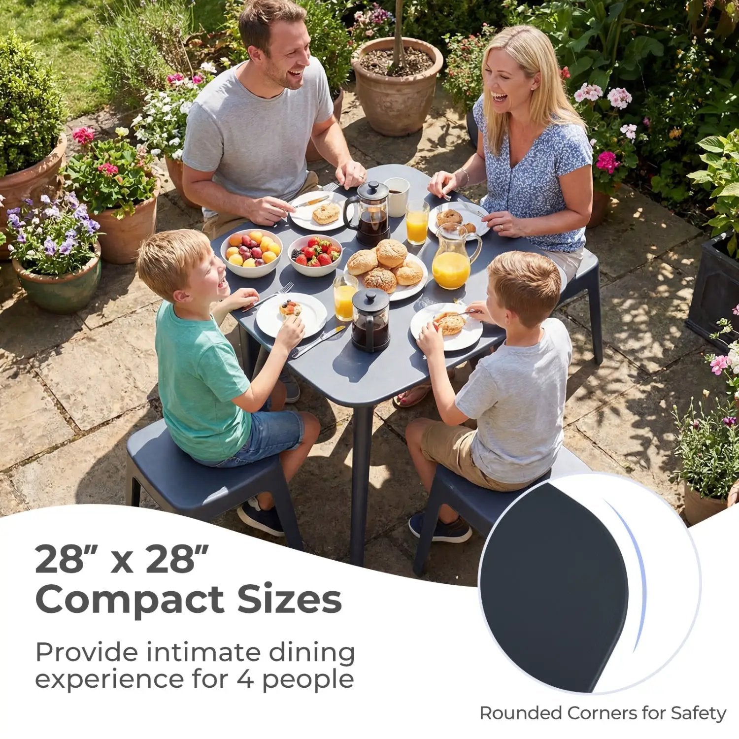 Square Outdoor Dining Table All-Weather Plastic Patio Bistro Table for 4 by DirectDeals