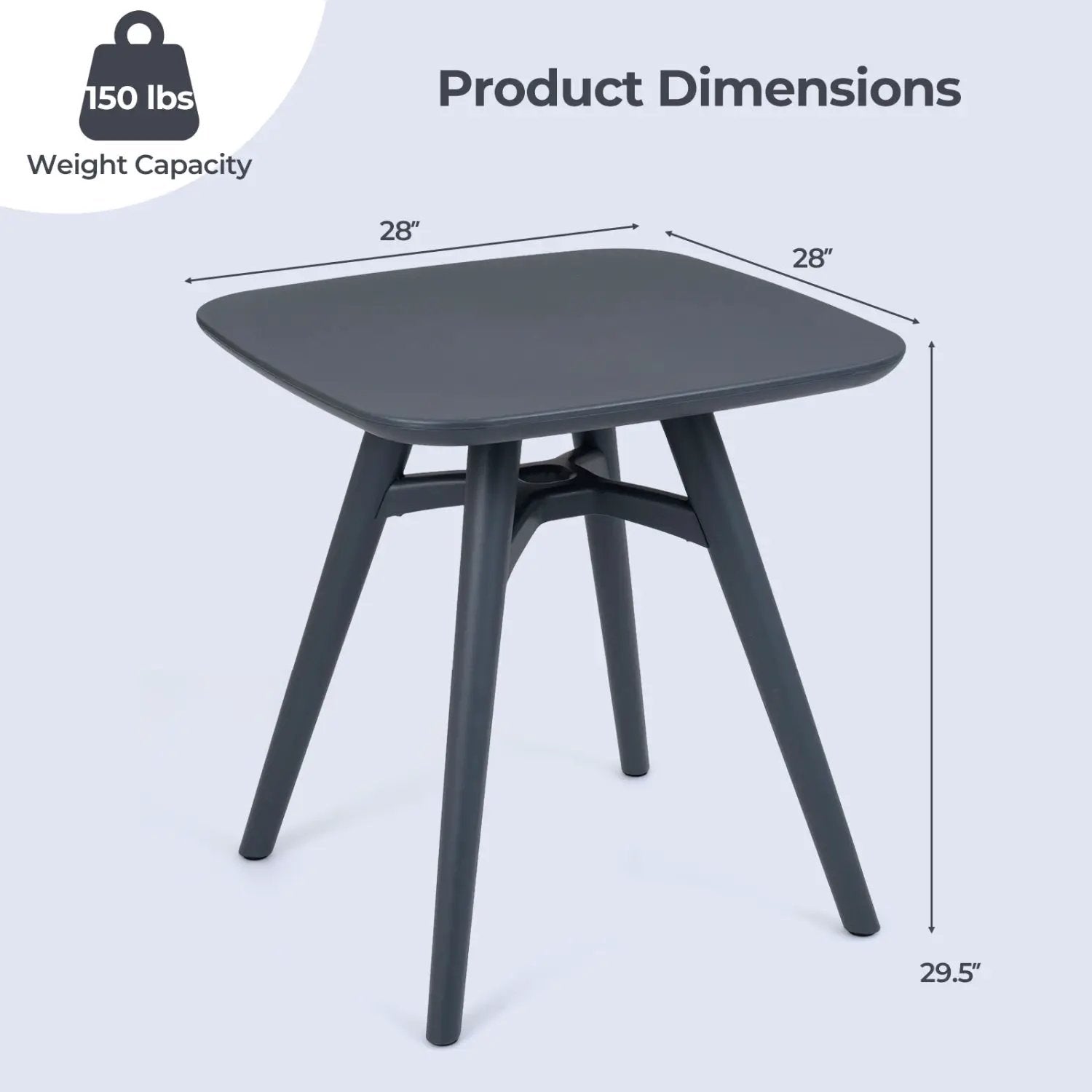 Square Outdoor Dining Table All-Weather Plastic Patio Bistro Table for 4 by DirectDeals