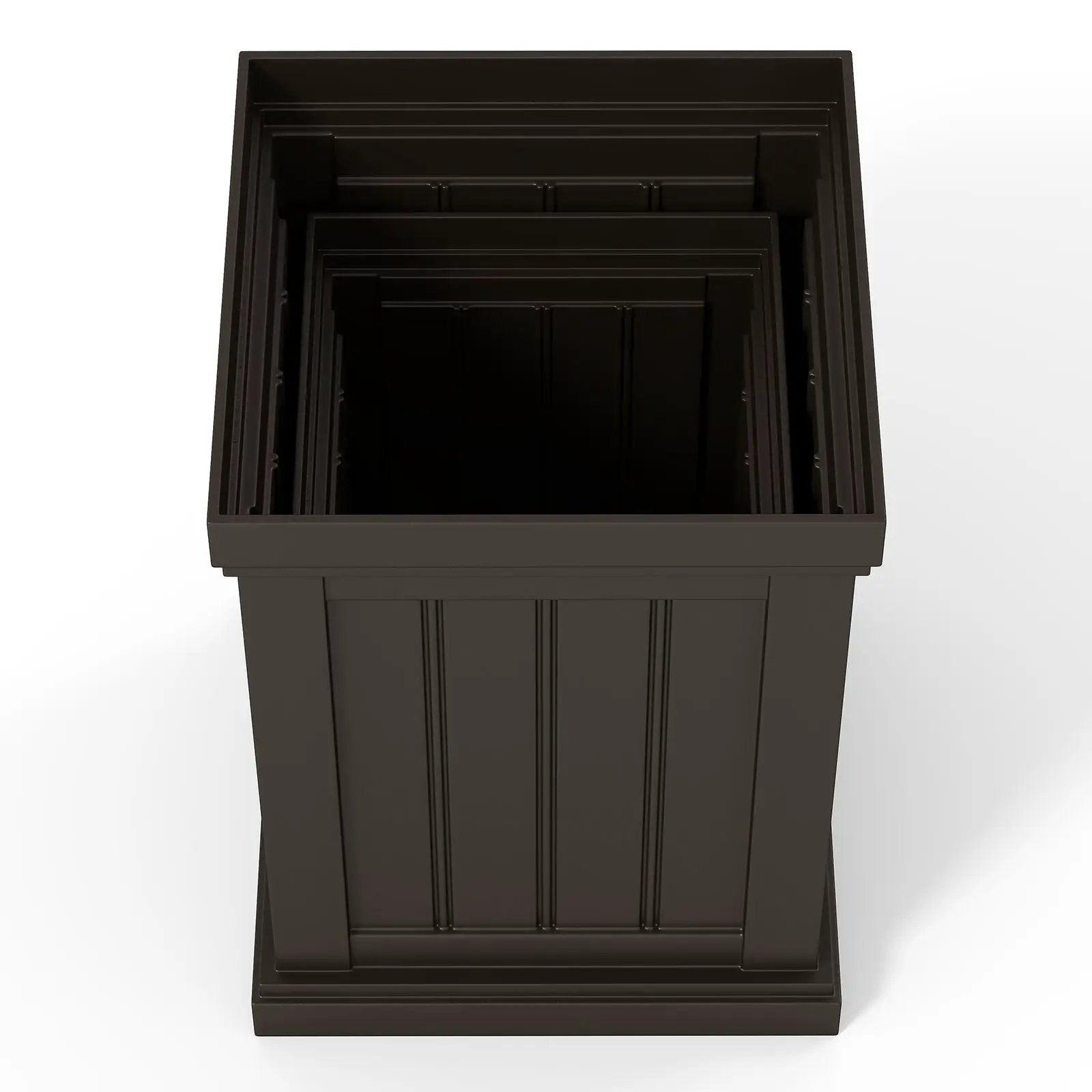 Square Plastic Planters Set of 2 Small Flower Pots with Drainage Holes and Nesting Design-Brown by DirectDeals