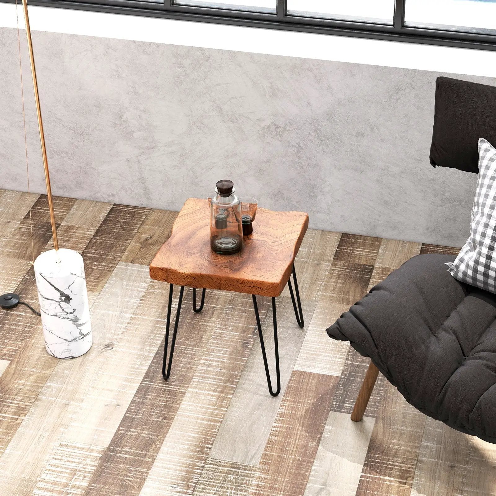 Square Reclaimed Recycled Indonesia Teak Wood End Table by DirectDeals