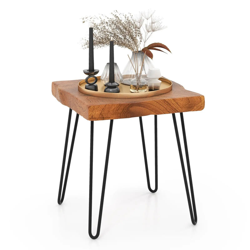 Square Reclaimed Recycled Indonesia Teak Wood End Table by DirectDeals