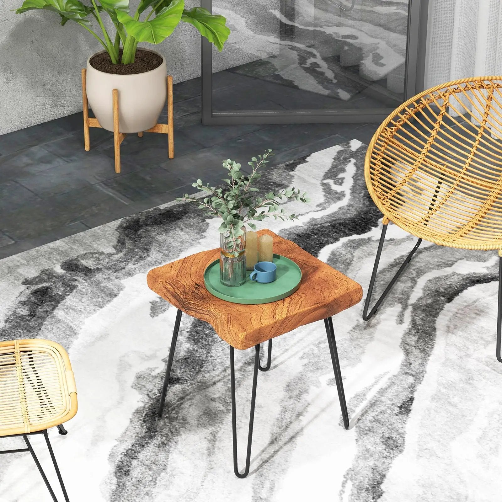 Square Reclaimed Recycled Indonesia Teak Wood End Table by DirectDeals