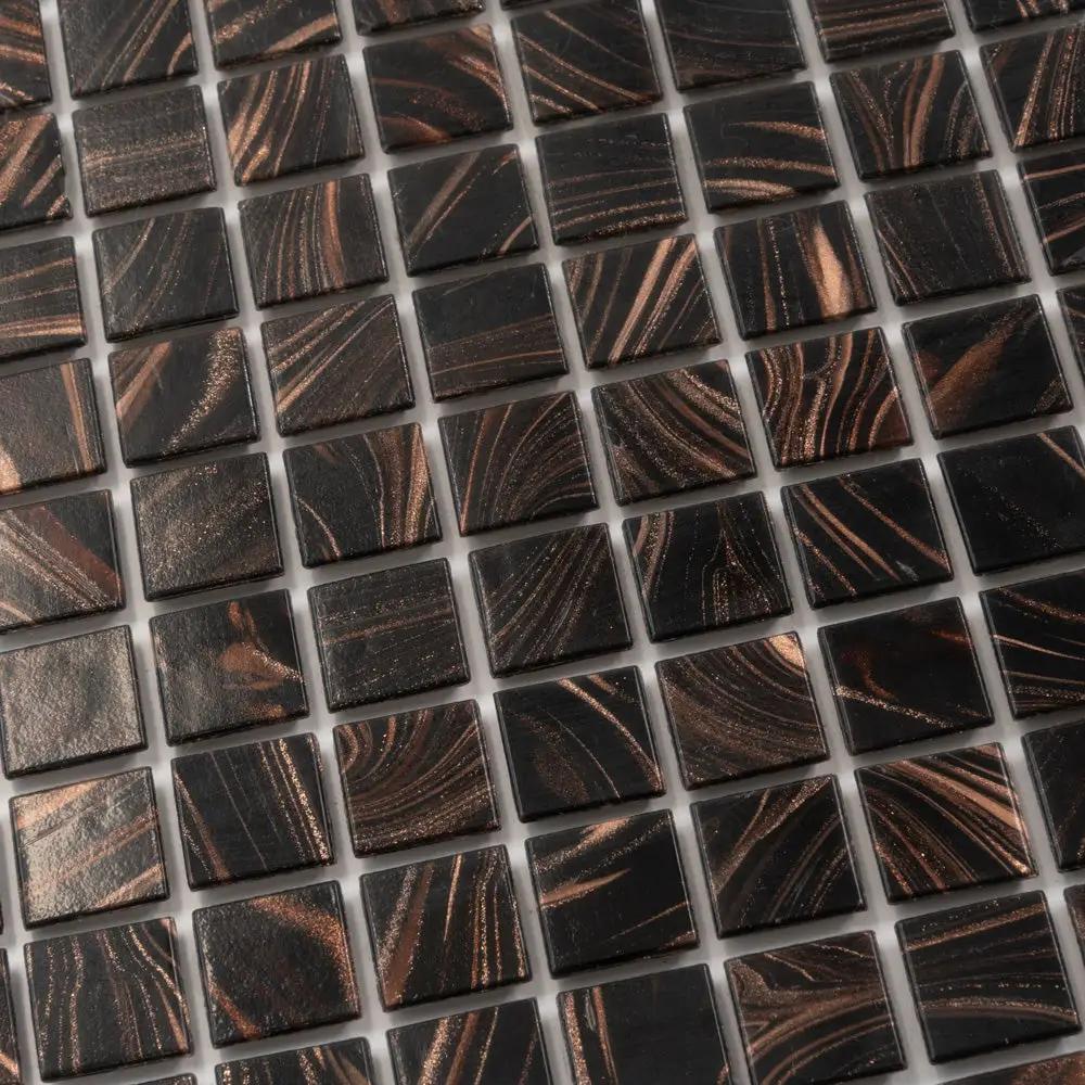 Umber Brown Gold 12x12 Glossy Uniform Square Glass Mosaic Tile (20 pack, 20 sq ft/case) by Apollo Tile