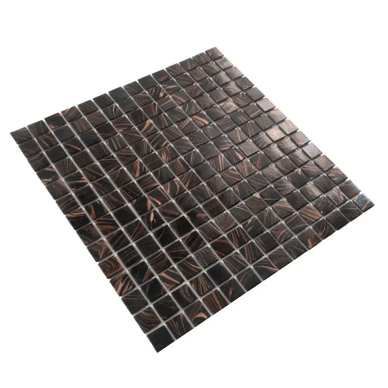 Umber Brown Gold 12x12 Glossy Uniform Square Glass Mosaic Tile (20 pack, 20 sq ft/case) by Apollo Tile