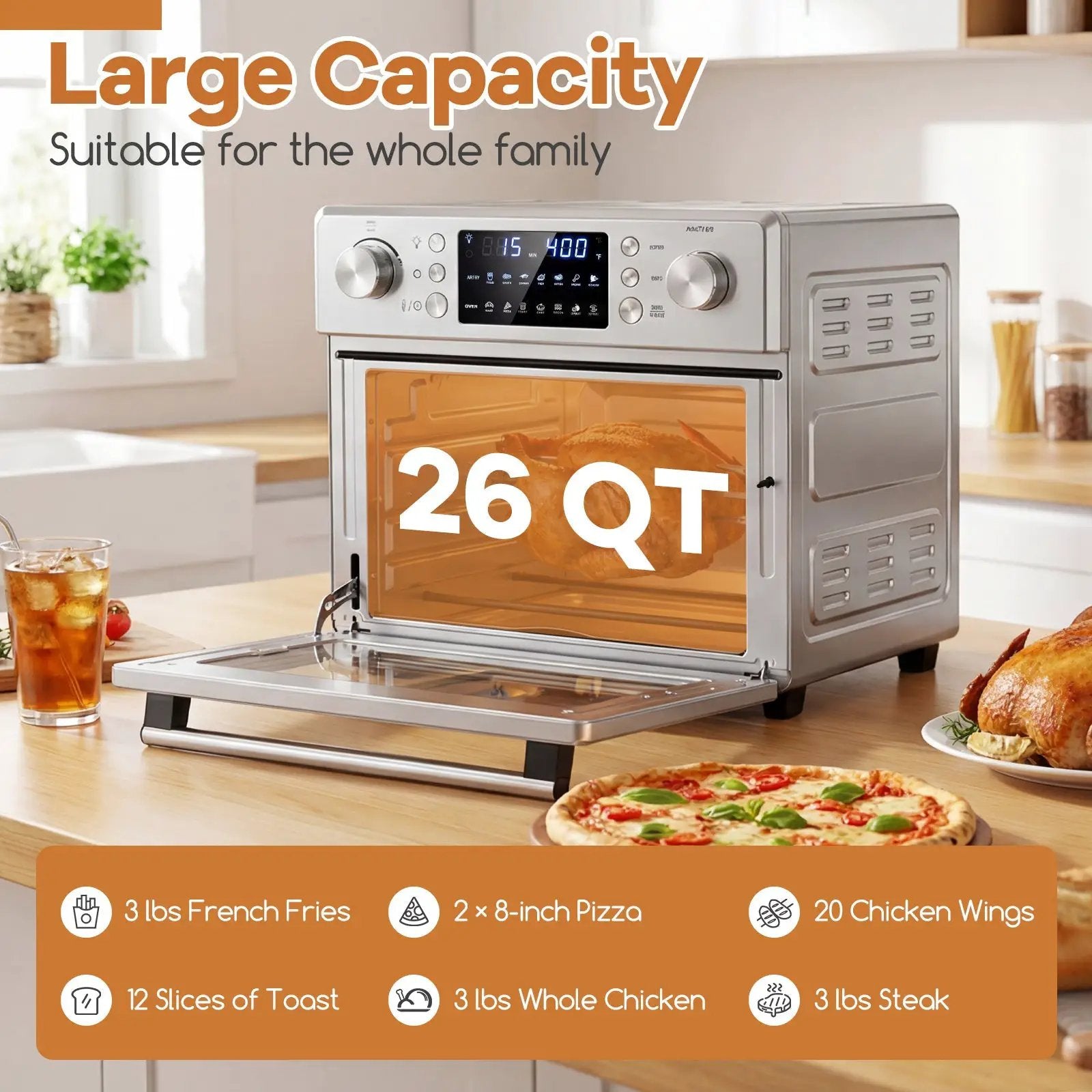 Stainless Steel Countertop Convection Oven with Bake-Silver by DirectDeals