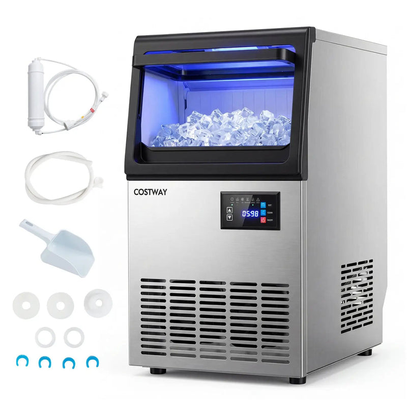 Stainless Steel Spary Ice Maker with 30 LBS Storage Capacity and 80 LBS Per Day by DirectDeals