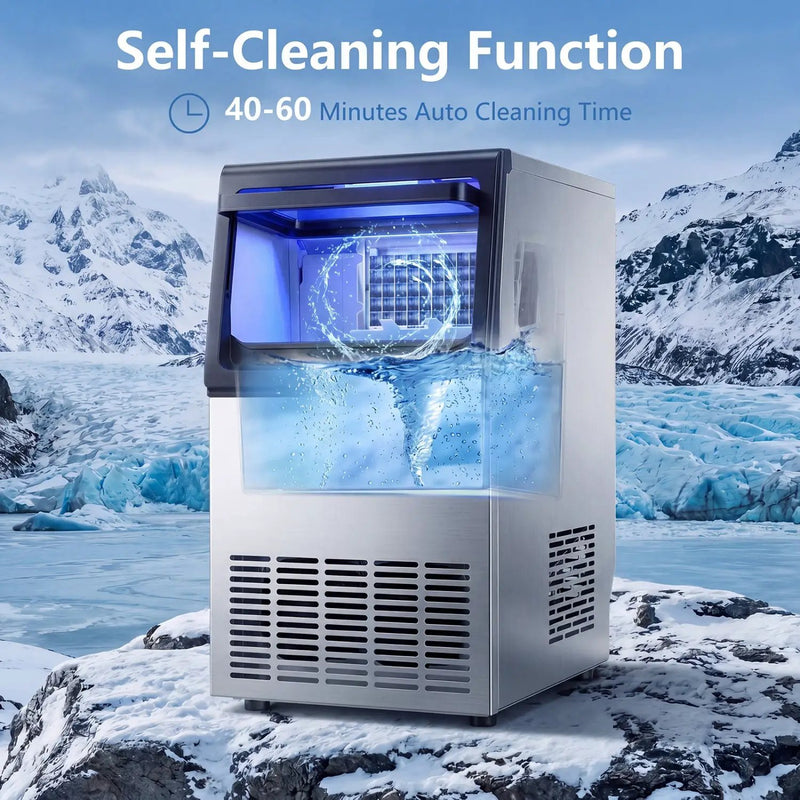 Stainless Steel Spary Ice Maker with 30 LBS Storage Capacity and 80 LBS Per Day by DirectDeals