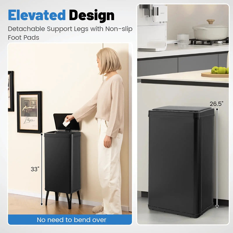 13.2 Gallon Stainless Steel Trash Can with Stay-on Lid and Soft Closure by DirectDeals