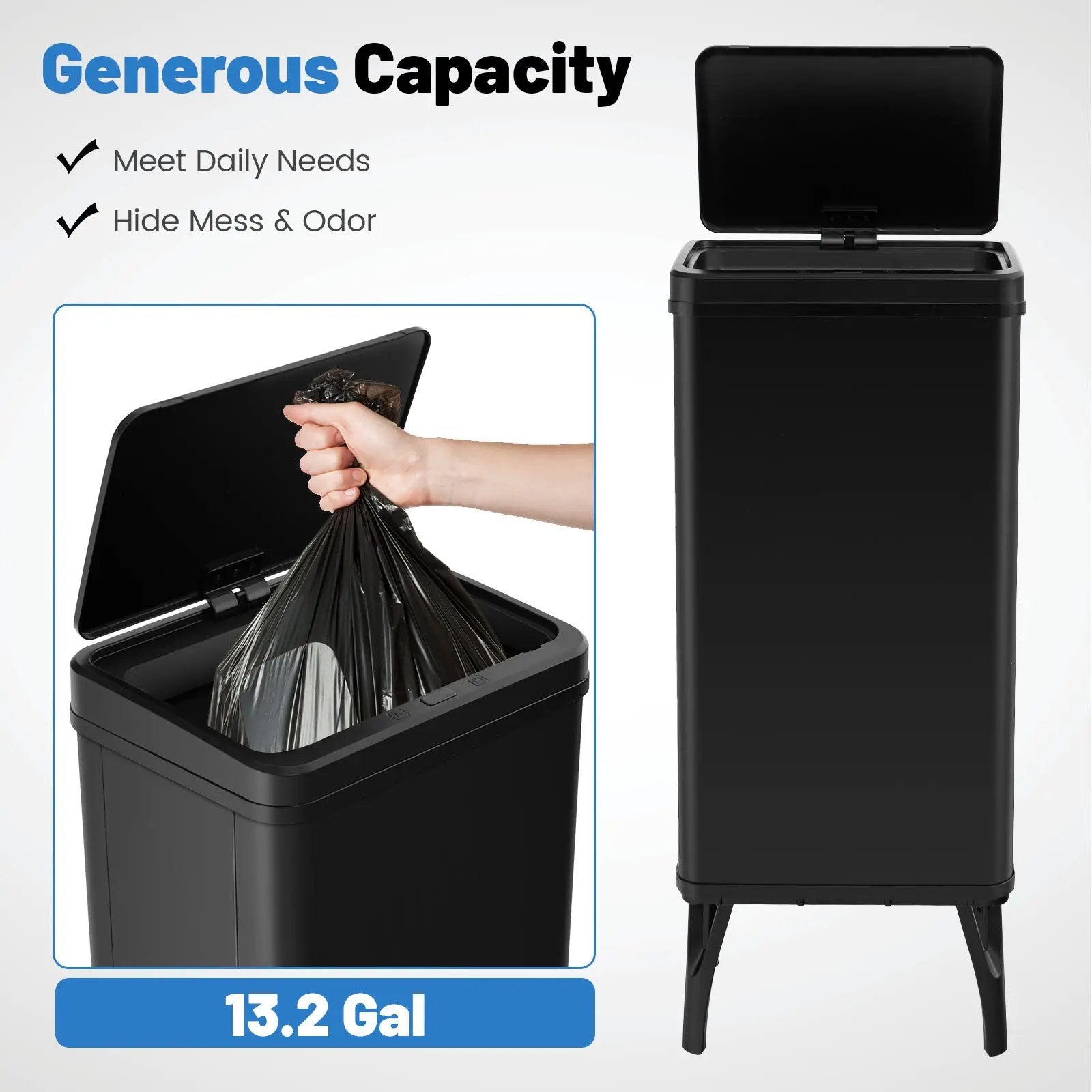 13.2 Gallon Stainless Steel Trash Can with Stay-on Lid and Soft Closure by DirectDeals