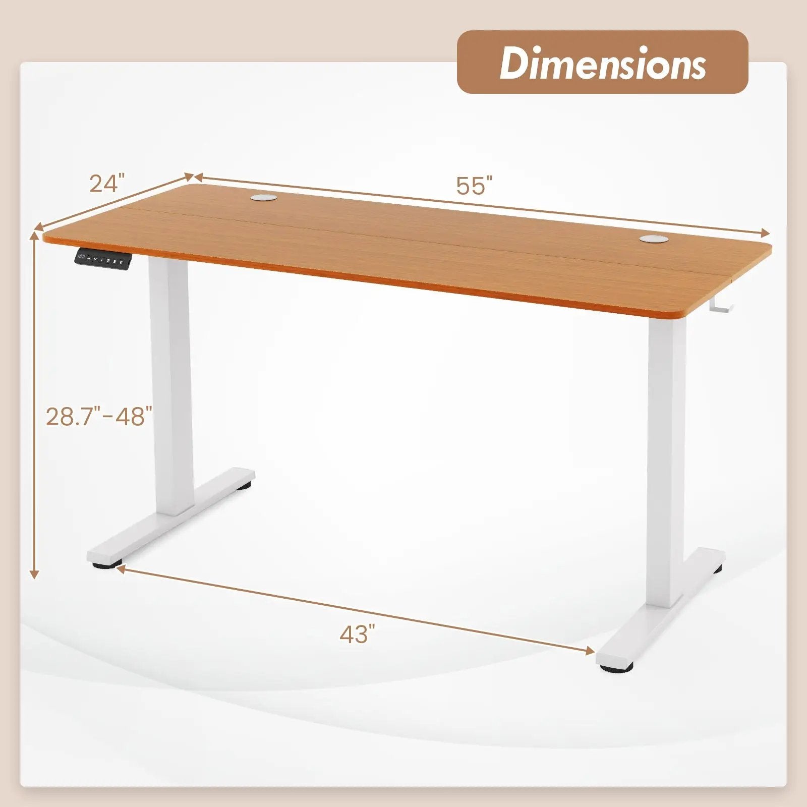 Standing Desk 55x24 Inch with Memory Height Settings by DirectDeals