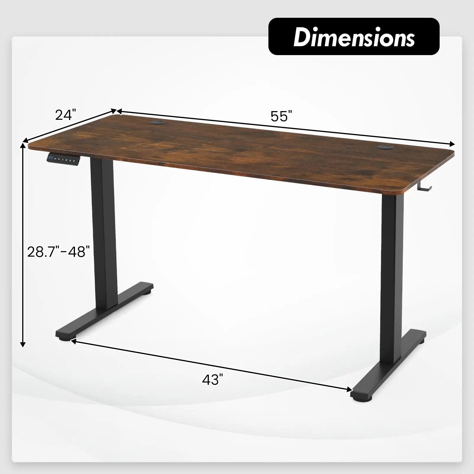 Standing Desk 55x24 Inch with Memory Height Settings by DirectDeals