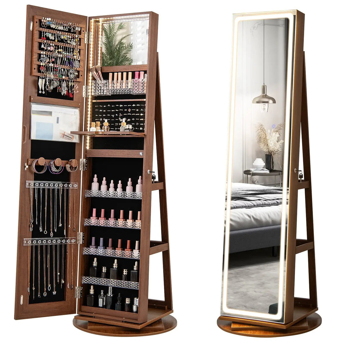Standing Jewelry Cabinet with Adjustable LED Lights by DirectDeals