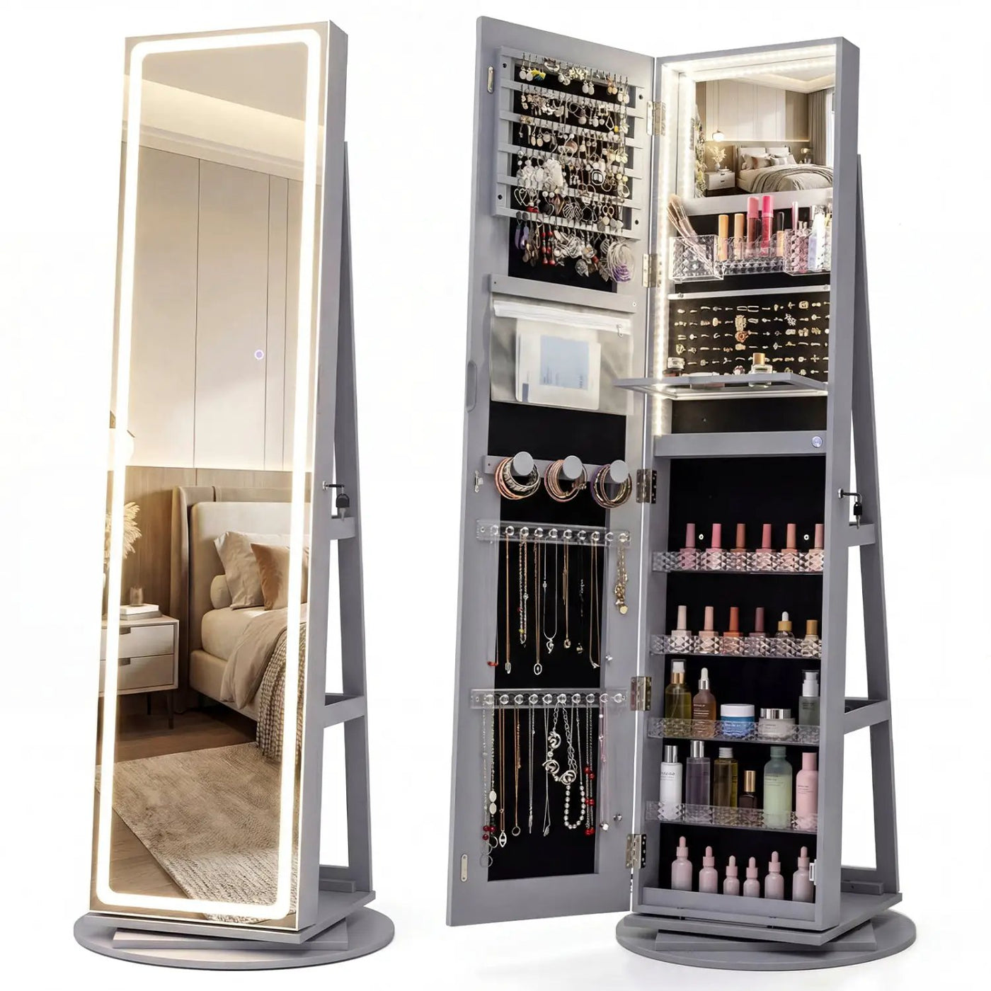 Standing Jewelry Cabinet with Adjustable LED Lights by DirectDeals