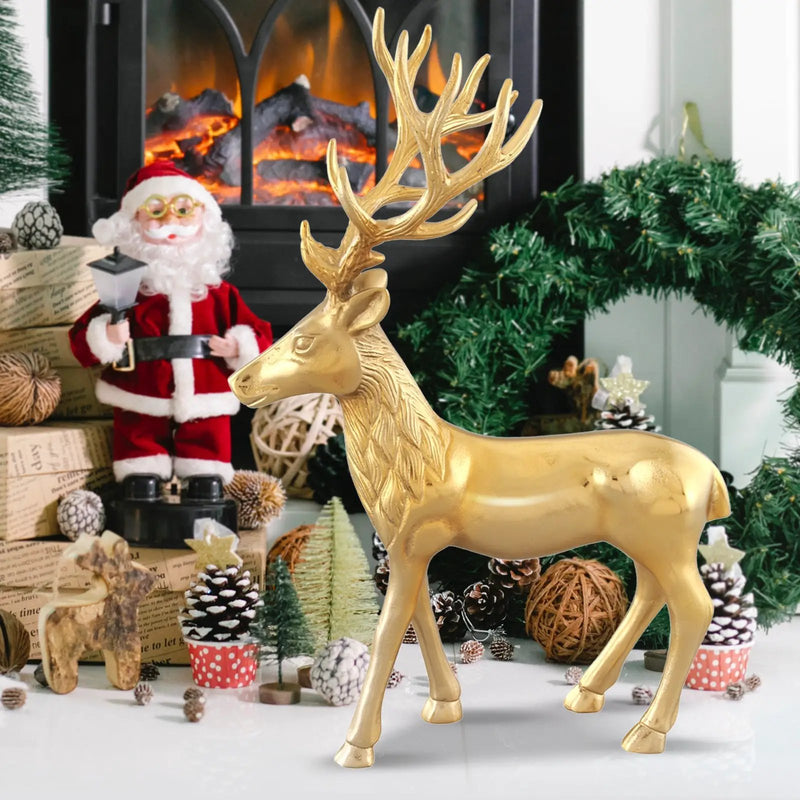 Standing Reindeer Statue Aluminum Deer Sculpture for Indoors Christmas Decor by DirectDeals