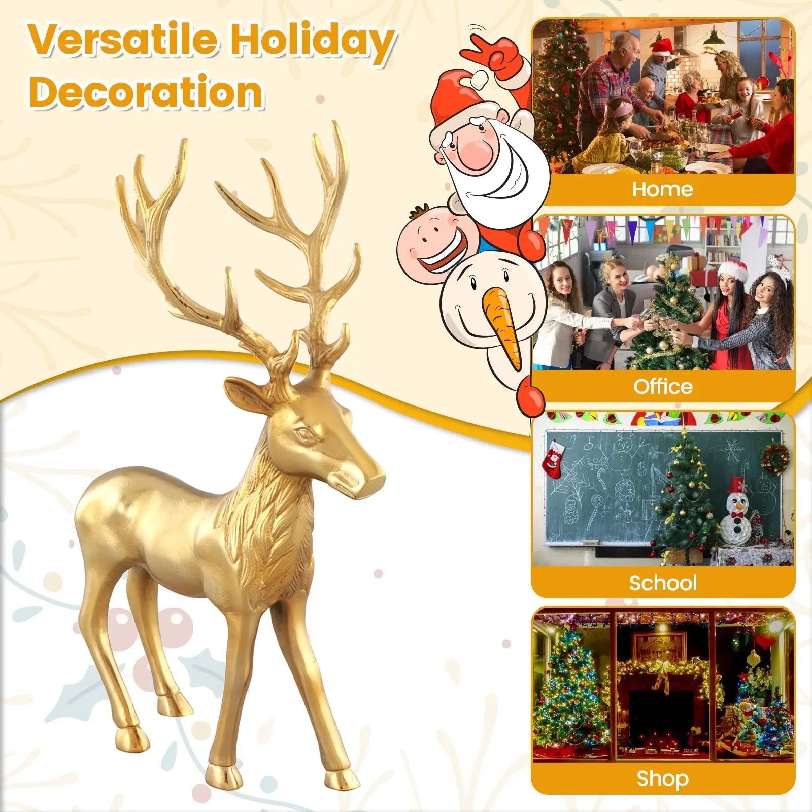 Standing Reindeer Statue Aluminum Deer Sculpture for Indoors Christmas Decor by DirectDeals
