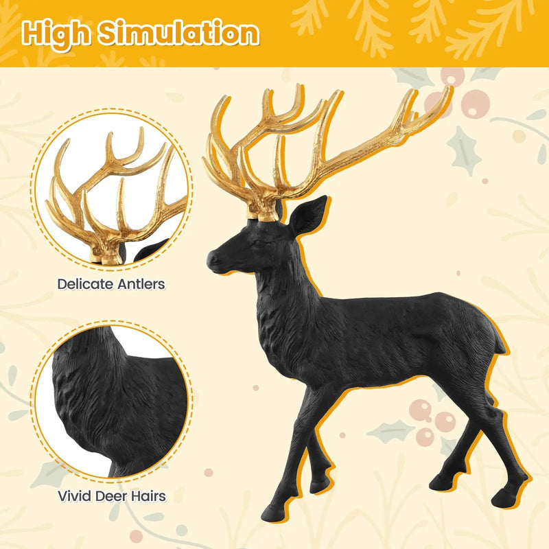 Standing Reindeer Statue Aluminum Deer Sculpture for Indoors Christmas Decor by DirectDeals