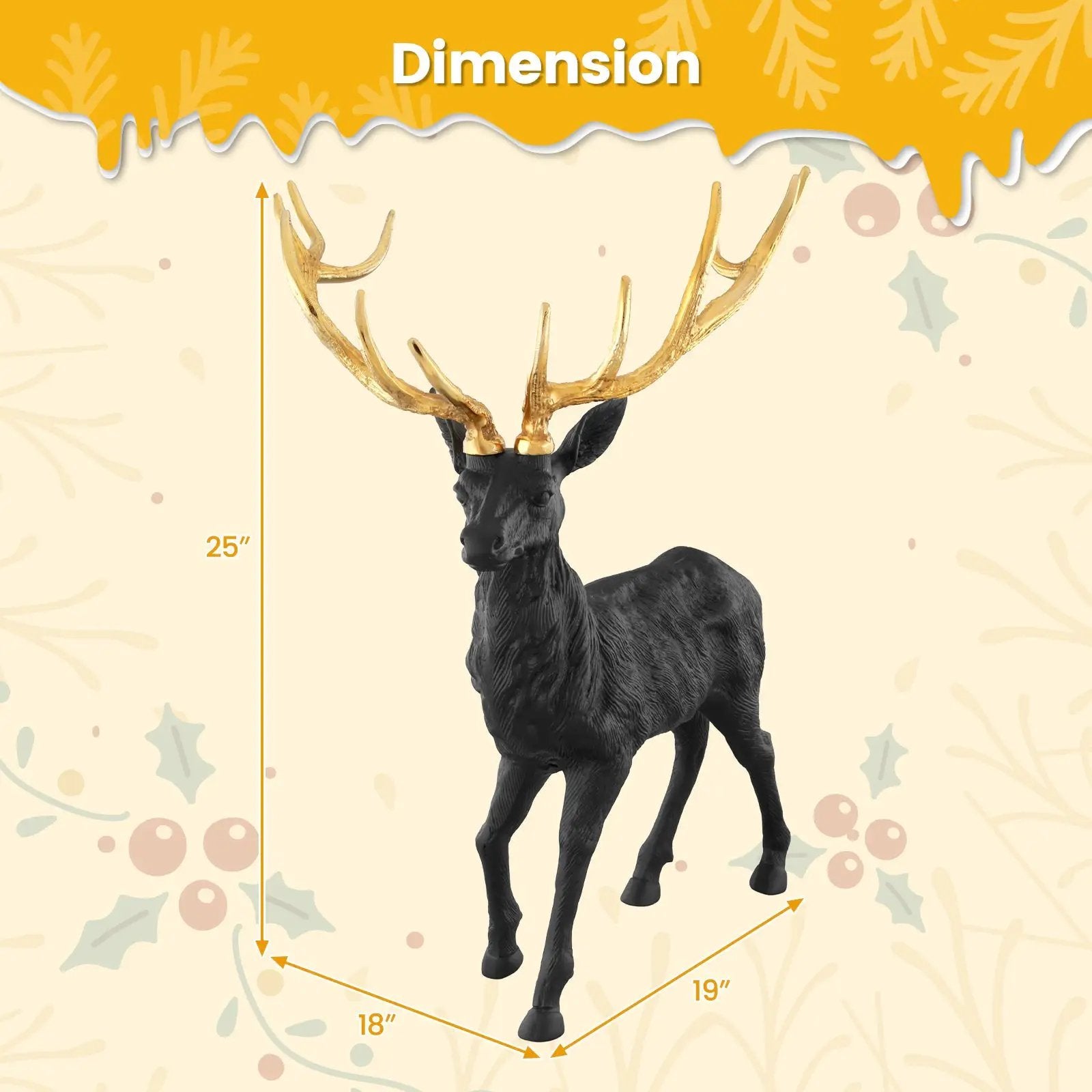 Standing Reindeer Statue Aluminum Deer Sculpture for Indoors Christmas Decor by DirectDeals