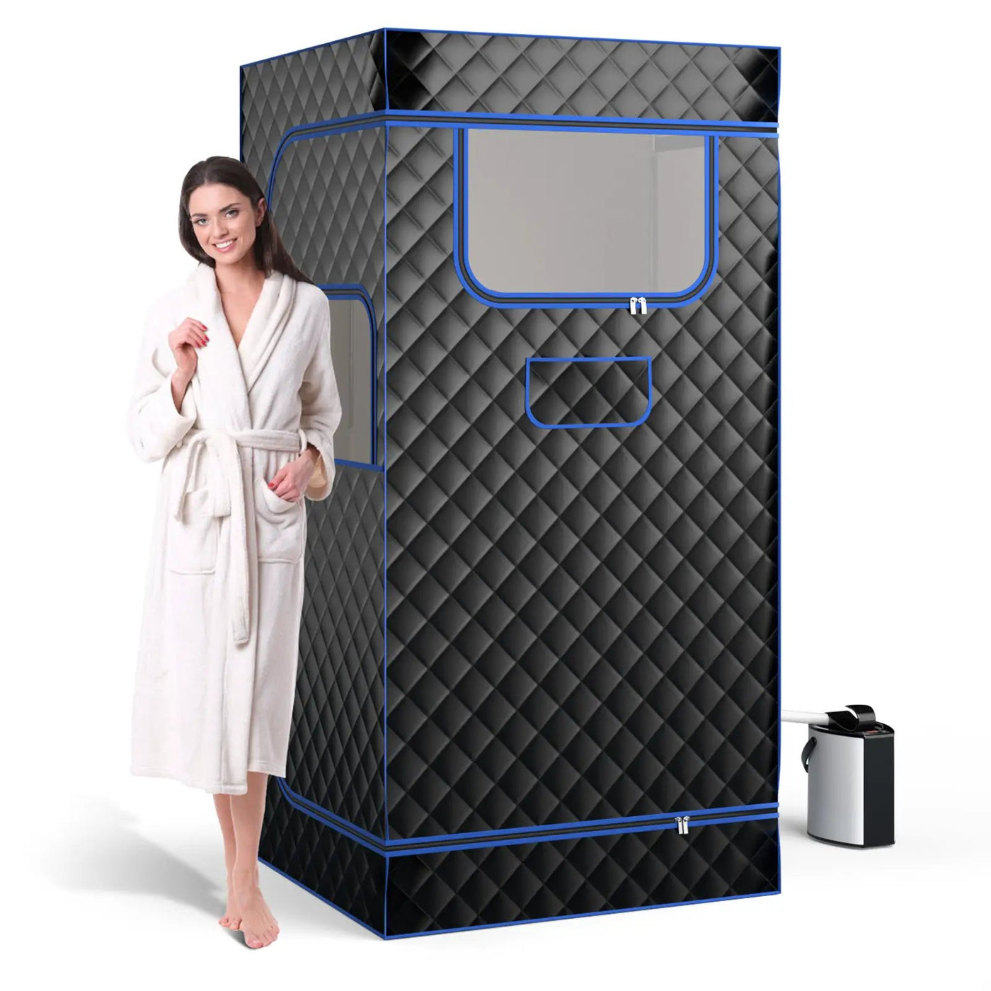 Portable Steam Sauna with 3L Steam Generator Remote Control Wood Foot Massager and Foldable Chair for Home by DirectDeals