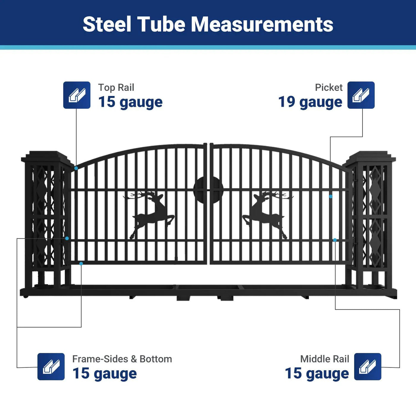 20x8 ft Dual Swing Driveway Gate with Ornamental Posts by Chery Industrial