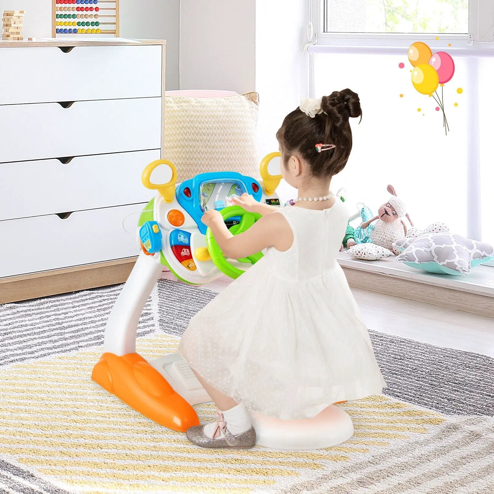 Kids Steering Wheel Pretend Play Toy Set with Lights and Sounds by DirectDeals