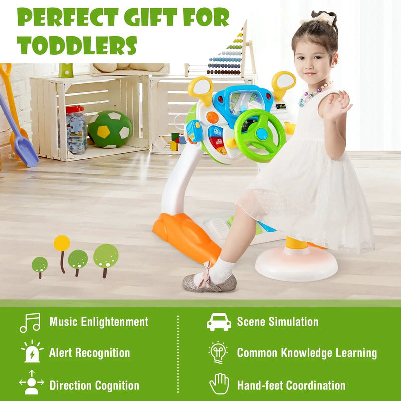 Kids Steering Wheel Pretend Play Toy Set with Lights and Sounds by DirectDeals