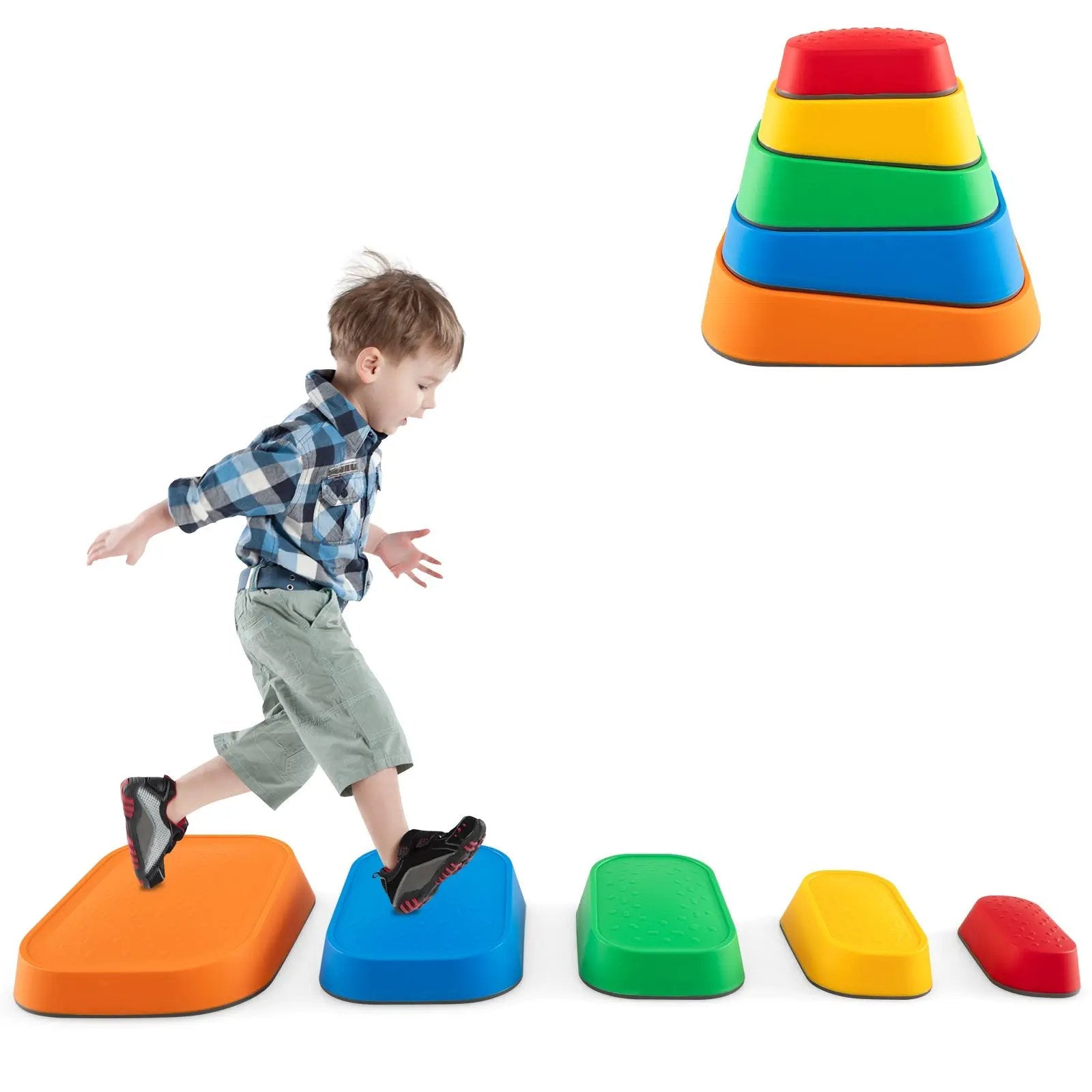 Stepping Stone for Kids 5Pcs Non-Slip Toddler River Stone Set-Multicolor by DirectDeals