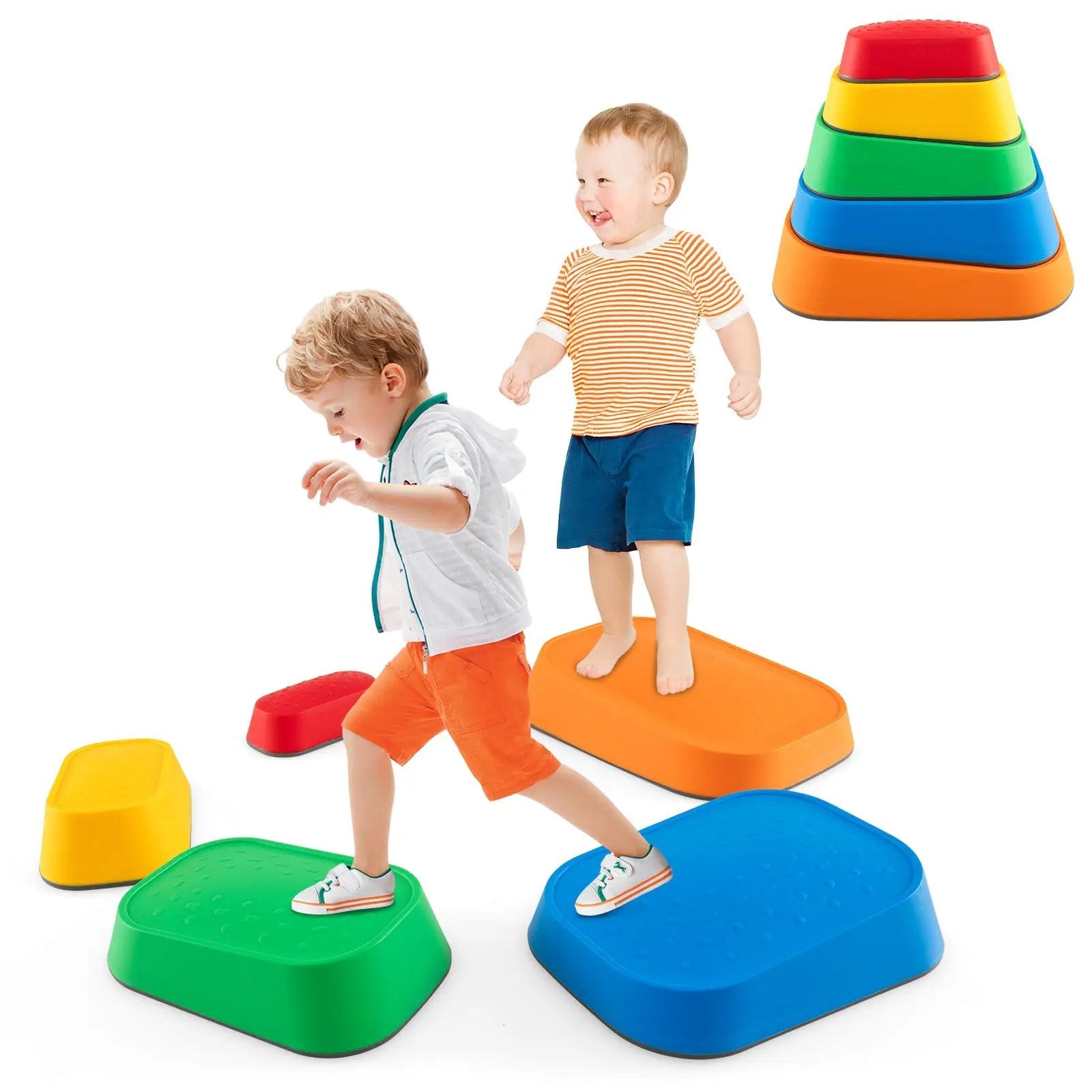Stepping Stone for Kids 5Pcs Non-Slip Toddler River Stone Set-Multicolor by DirectDeals