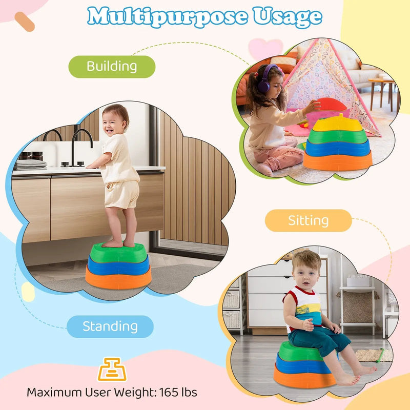 Stepping Stones for Kids 5 PCS Non-Slip Balance Stones with Storage Bag by DirectDeals
