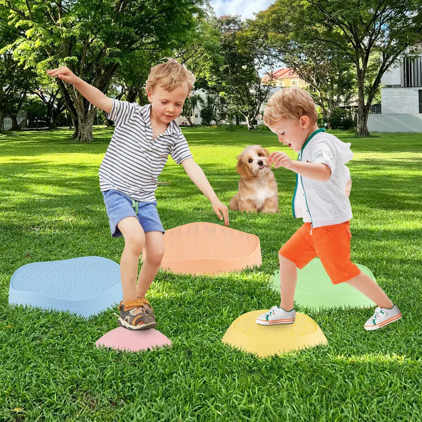 Stepping Stones for Kids 5 PCS Non-Slip Balance Stones with Storage Bag by DirectDeals
