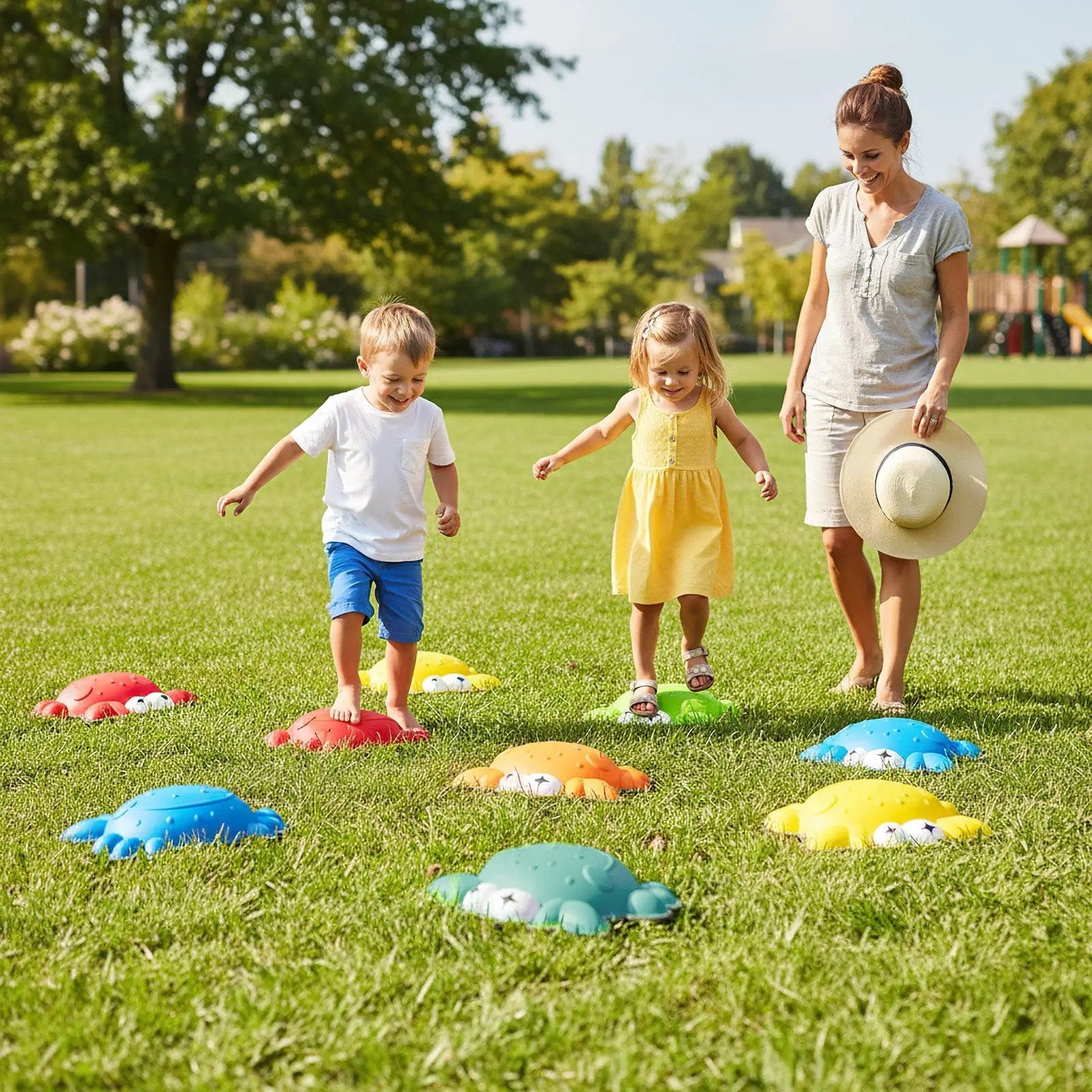 Stepping Stones for Kids 9 Pieces Non-Slip Toddler Stepping Stones Balance Sensory Toys-Multicolor by DirectDeals
