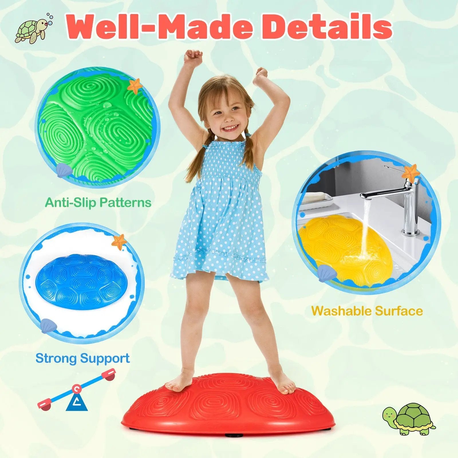 Stepping Stones for Kids 8 PCS Non-Slip Toddler Stepping Stones Balance Sensory Toys-Multicolor by DirectDeals