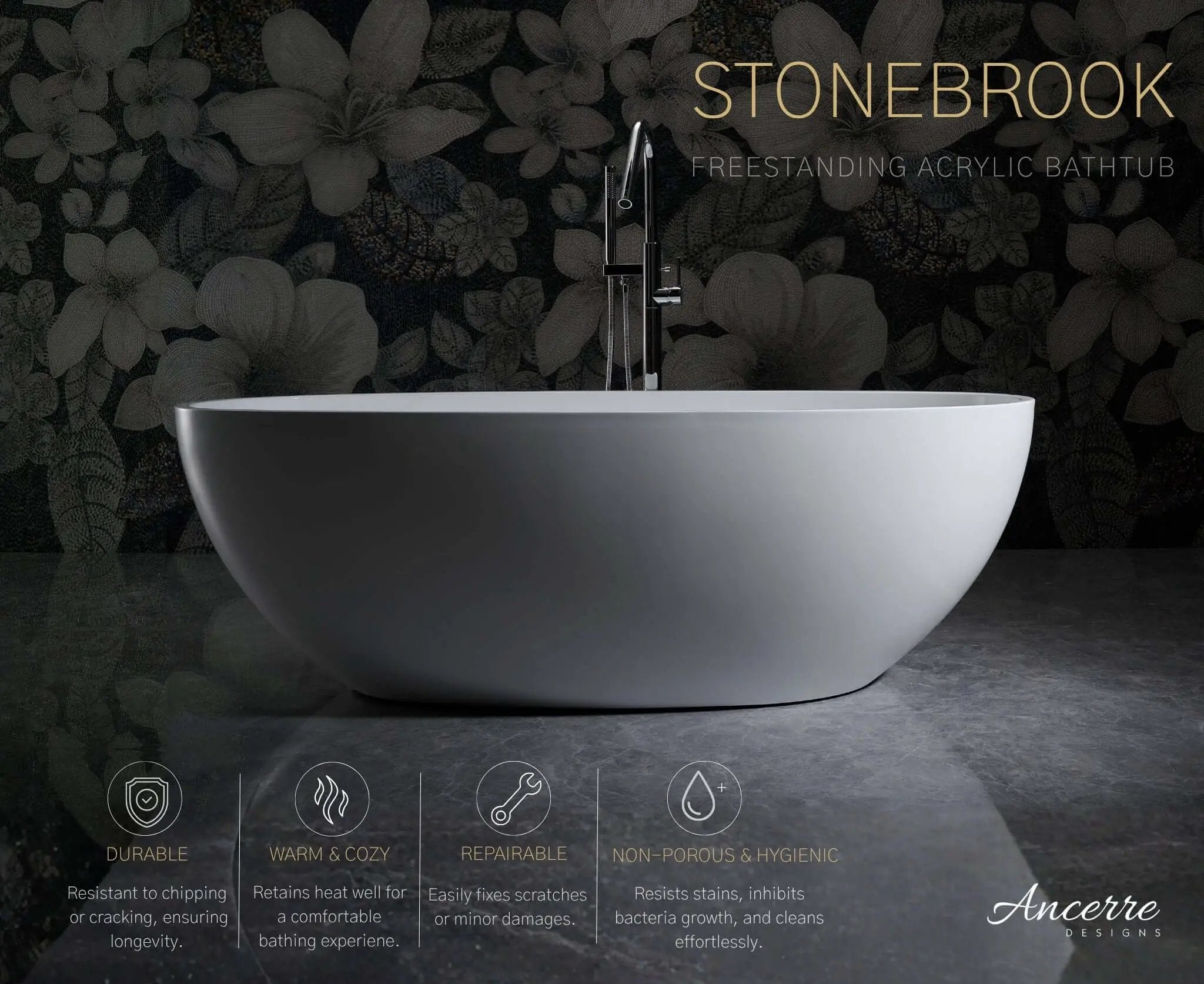 STONEBROOK Freestanding Acrylic Bathtub by Ancerre Designs
