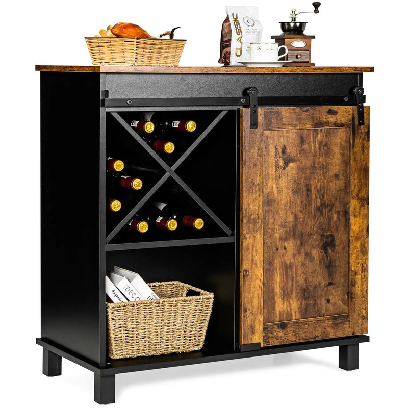 Industrial Storage Cabinet with Sliding Barn Door-Rustic Brown by DirectDeals