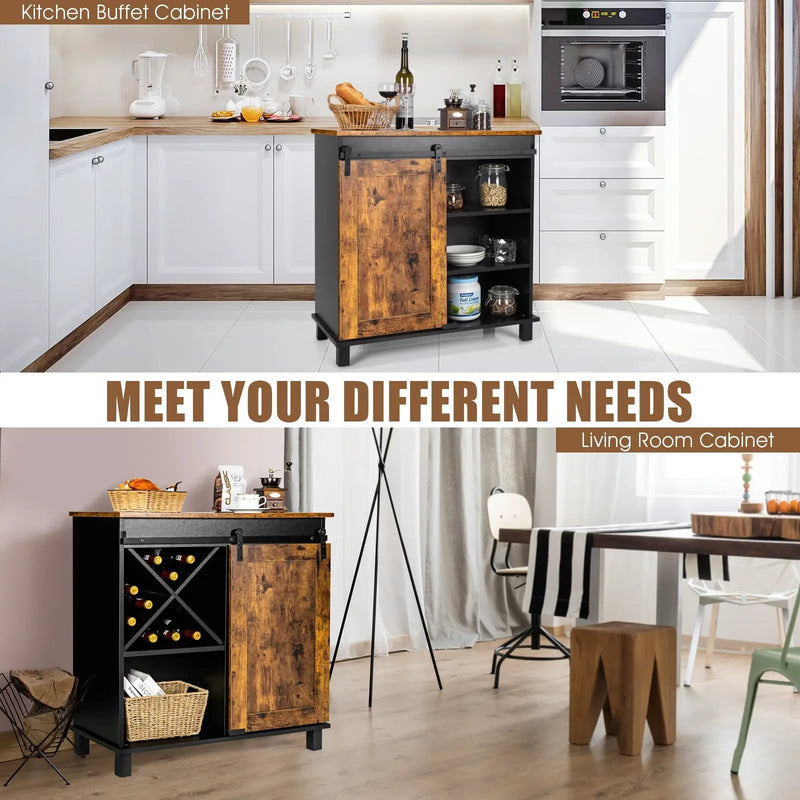 Industrial Storage Cabinet with Sliding Barn Door-Rustic Brown by DirectDeals