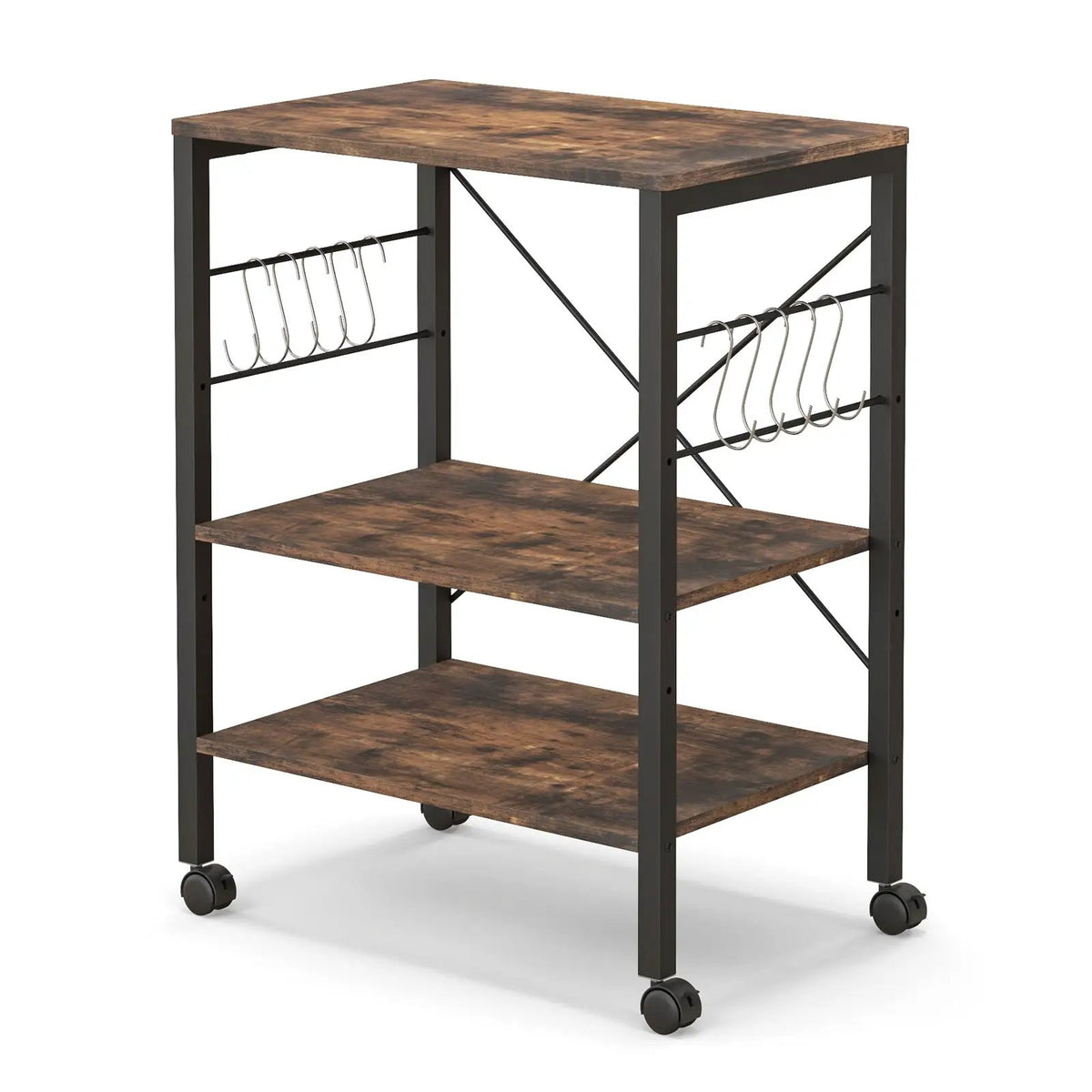 3-Tier Kitchen Baker's Rack Microwave Oven Storage Cart with Hooks by DirectDeals
