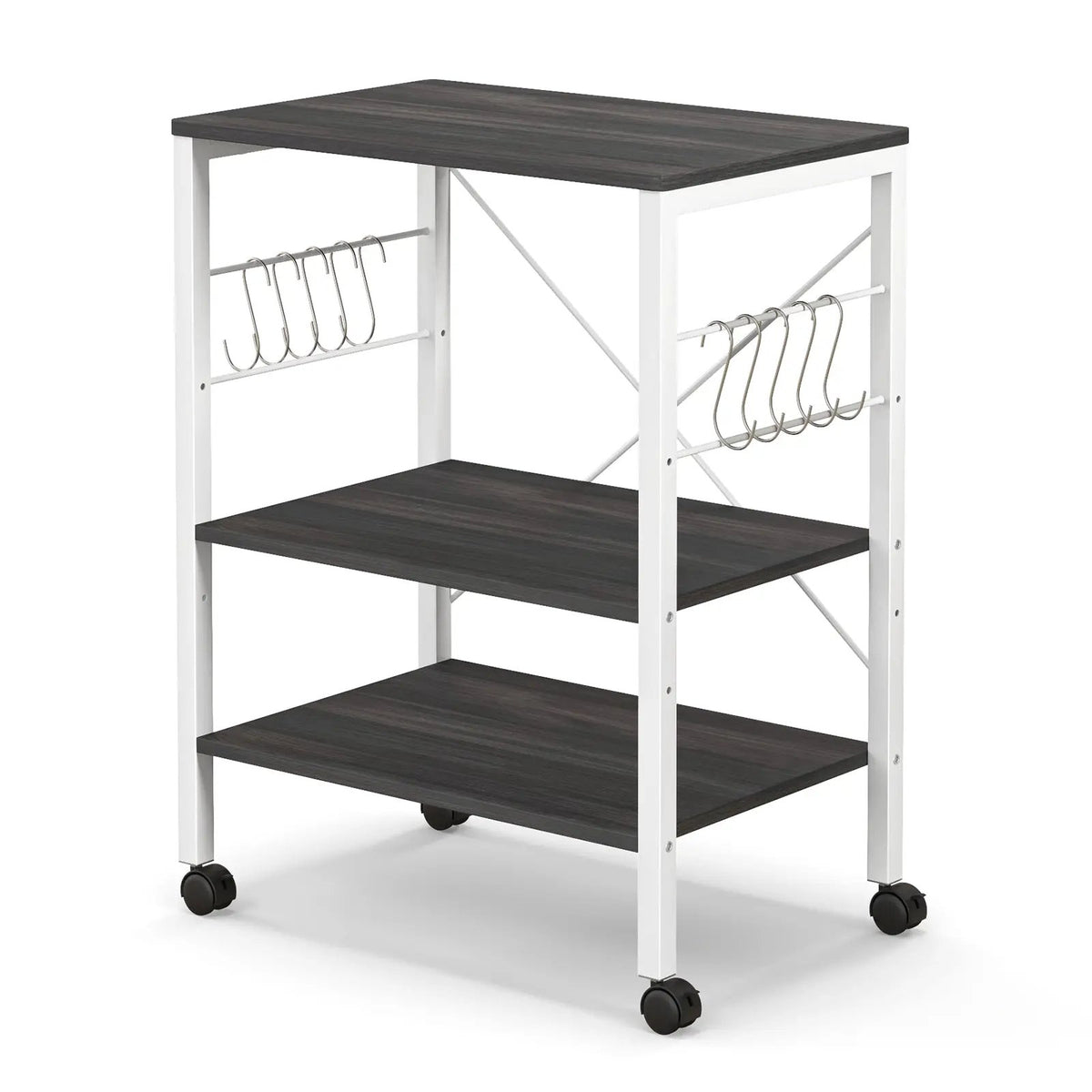 3-Tier Kitchen Baker's Rack Microwave Oven Storage Cart with Hooks by DirectDeals