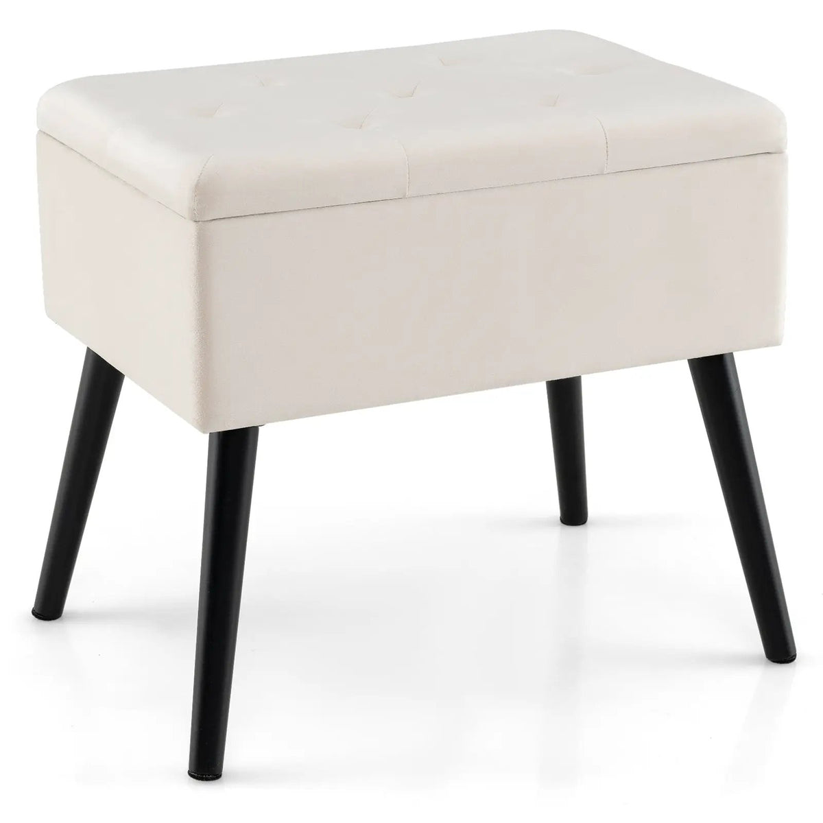 Velvet Storage Ottoman with Solid Wood Legs for Living Room Bedroom by DirectDeals