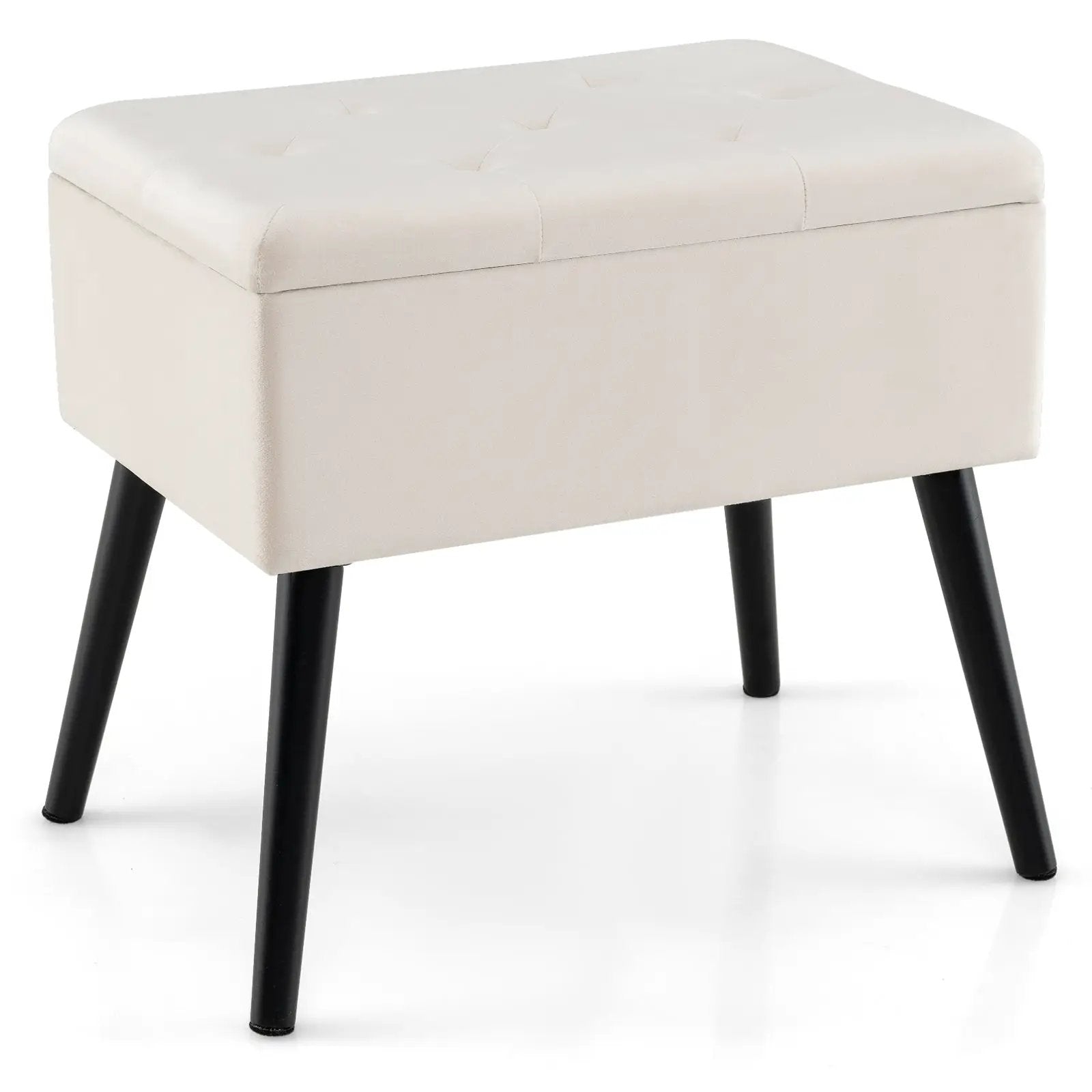 Velvet Storage Ottoman with Solid Wood Legs for Living Room Bedroom by DirectDeals