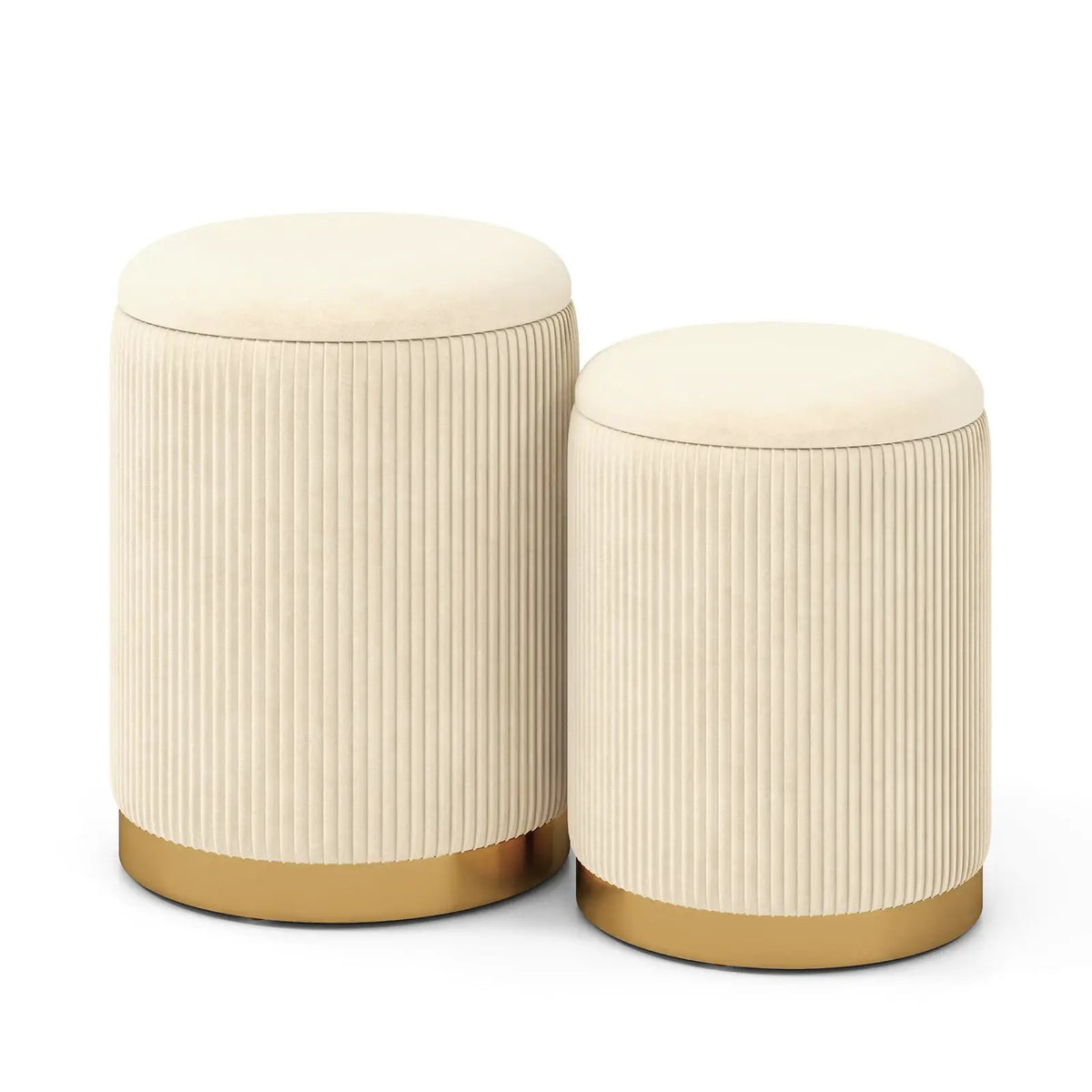 Velvet/Linen Fabric Storage Ottoman Set of 2 by DirectDeals