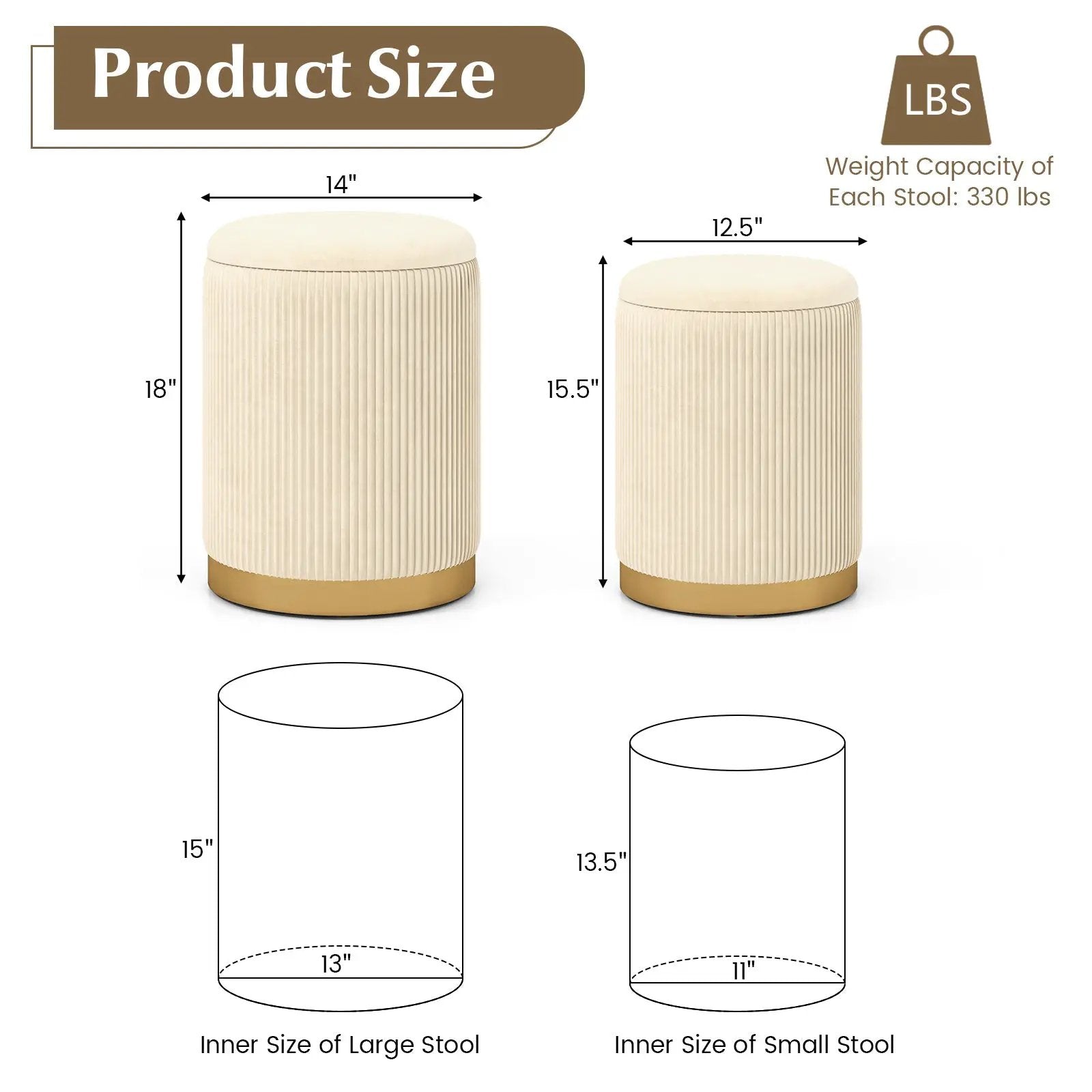 Velvet/Linen Fabric Storage Ottoman Set of 2 by DirectDeals