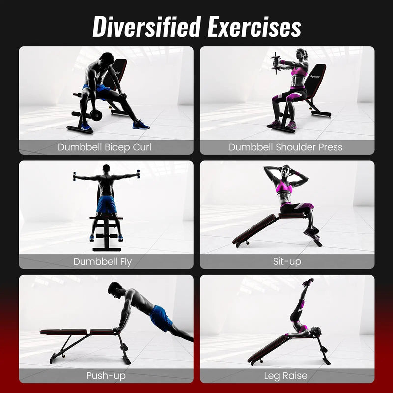 Adjustable Weight Bench Strength Training Bench for Full Body Workout by DirectDeals