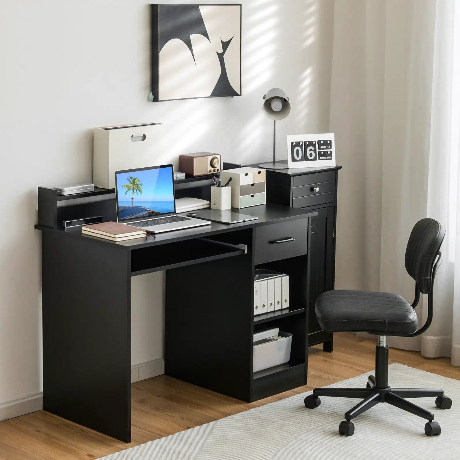 Study Laptop Table with Drawer and Keyboard Tray by DirectDeals