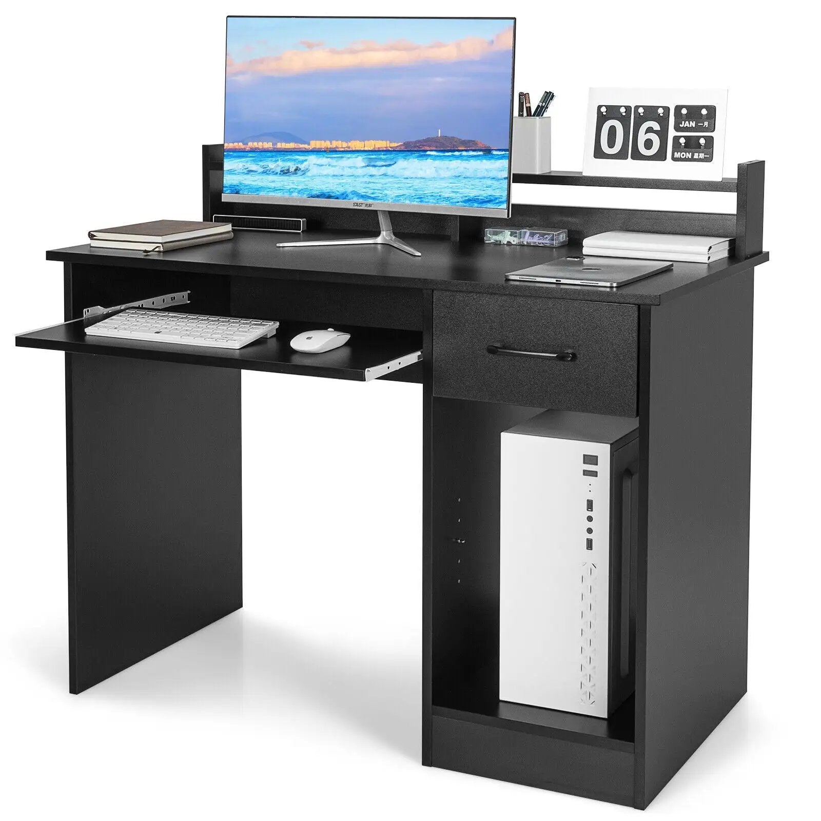 Study Laptop Table with Drawer and Keyboard Tray by DirectDeals