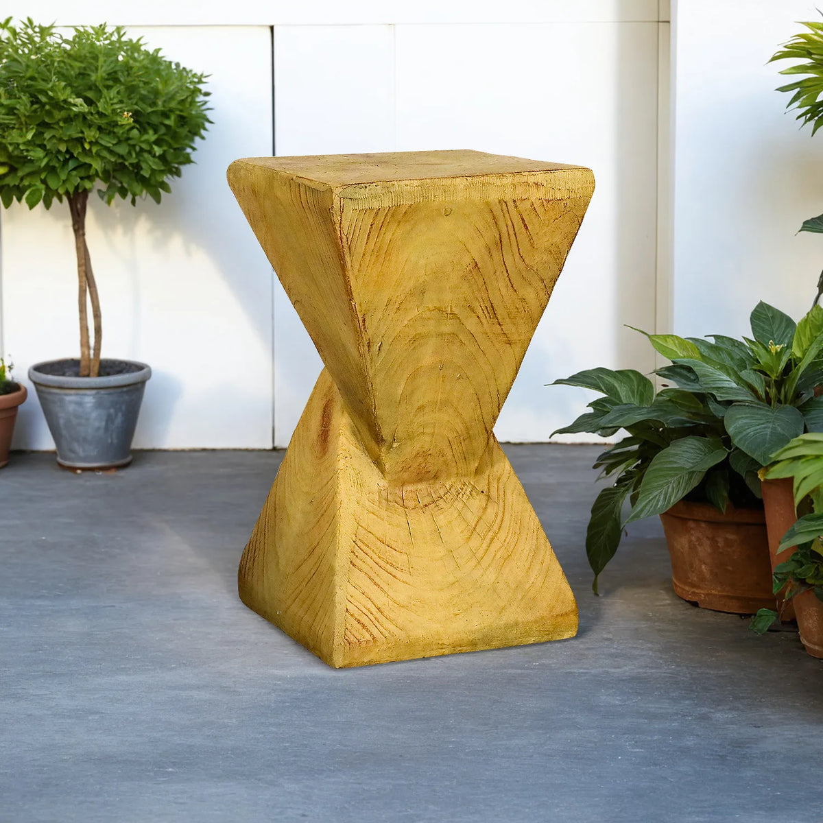 Concrete Outdoor Side Tables Twisted Pyramid 19 Inch, photo 2 of 4