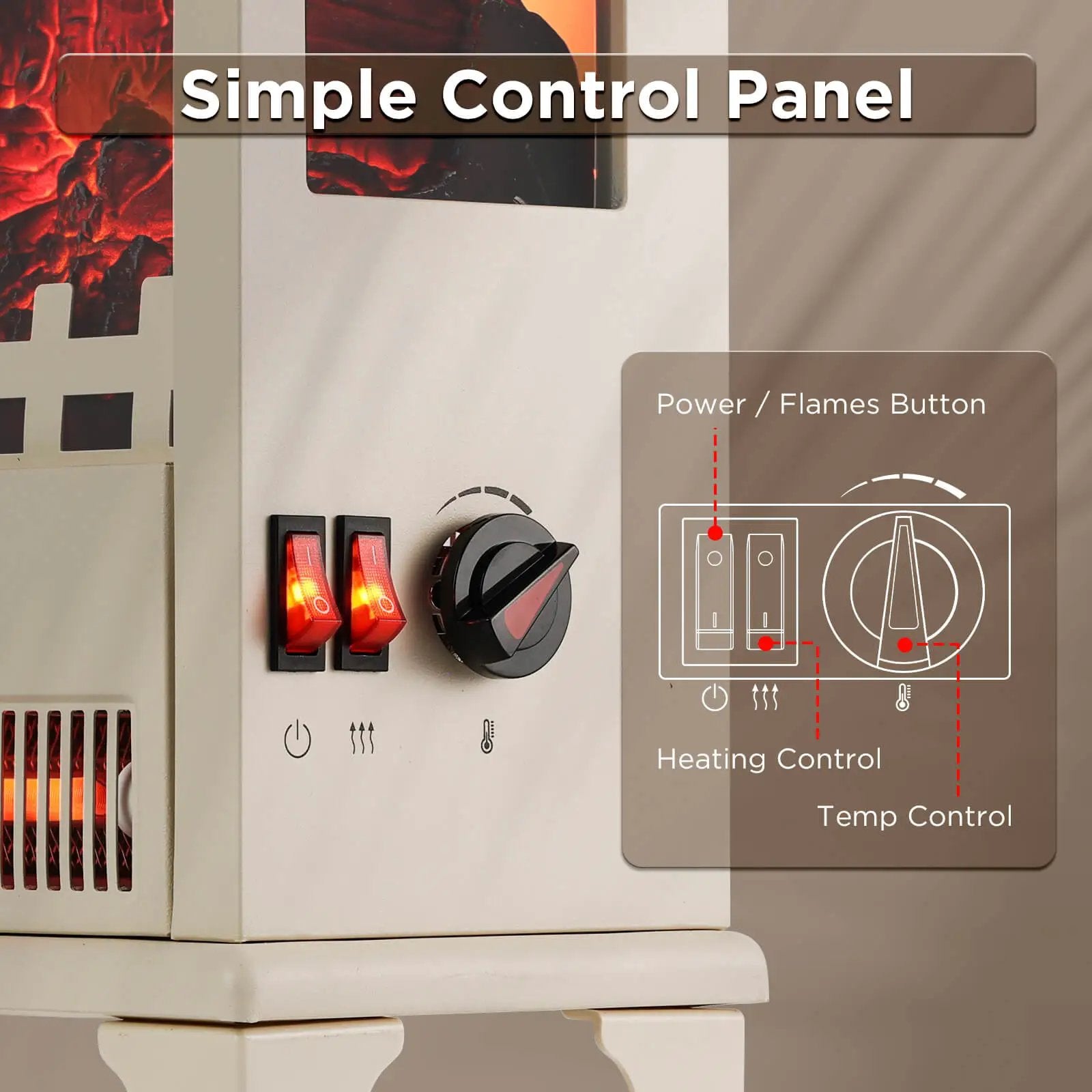 (Open Box) Suburbs TS17Q Electric Fireplace Stove Heater by TURBRO