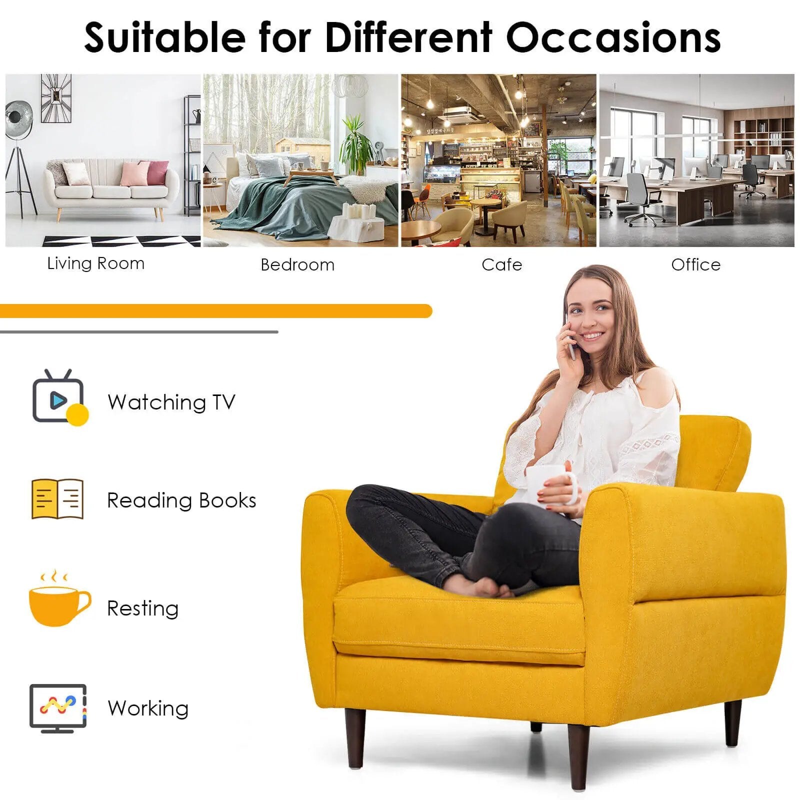 Modern Upholstered Accent Chair Single Sofa Armchair by DirectDeals